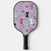 ミッドセンチュリーパープルハート猫 ピックルボールラケット (正面)