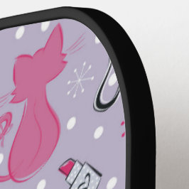 ミッドセンチュリーパープルハート猫 ピックルボールラケット