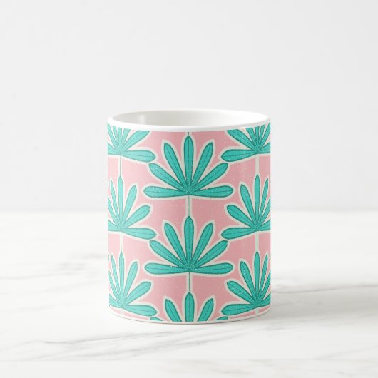 ミッドセンチュリーパームリーフピンク コーヒーマグカップ (中央)