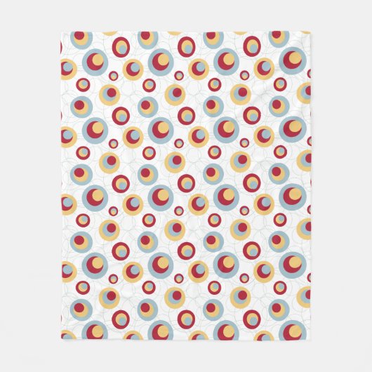 ミッドセンチュリーヒョウの斑点サークルレトロパターン フリースブランケット (正面)