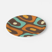 ミッドセンチュリーピモダンケット模様ブラウンオレンジ ペーパープレート (アングル)