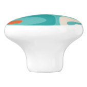 ミッドセンチュリーピモダンケパターンティール(緑がかった色)オレンジ セラミックノブ (側面)