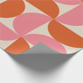 ミッドセンチュリーピンクとオレンジの半円パターン ラッピングペーパー (角)