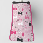 ミッドセンチュリーピンクのハート猫 ゴルフヘッドカバー (回転90)