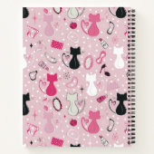 ミッドセンチュリーピンクのハート猫 ノートブック (裏面)