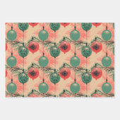 ミッドセンチュリーピンククリスマスオーナメント ラッピングペーパーシート (正面2)