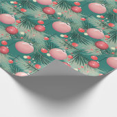 ミッドセンチュリーピンククリスマスオーナメント ラッピングペーパー (角)