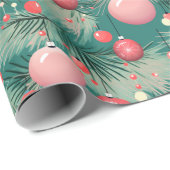 ミッドセンチュリーピンククリスマスオーナメント ラッピングペーパー (ロールコーナー)