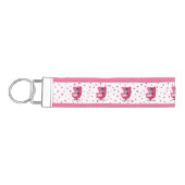 ミッドセンチュリーピンクチェア2匹エレガントの猫水玉模様 リストバンドキーホルダー (鍵左)