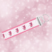 ミッドセンチュリーピンクチェア2匹エレガントの猫水玉模様 リストバンドキーホルダー