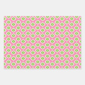 ミッドセンチュリーピンク&グリーン幾何学クリスマス ラッピングペーパーシート (正面3)