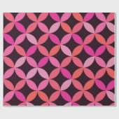 ミッドセンチュリーピンク、サンゴと赤い円 ラッピングペーパー (フラット)