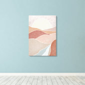 ミッドセンチュリーピンク&モーヴサンセット抽象芸術マウンテン キャンバスプリント (インサイチュ (ウッドフロア))