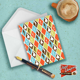 ミッドセンチュリーファッションシルエットのノートカード サンキューカード