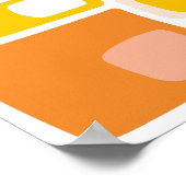 ミッドセンチュリーファンキージオメトリックシェイプオレンジピーチ ポスター (角)