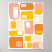 ミッドセンチュリーファンキージオメトリックシェイプオレンジピーチ ポスター (正面)