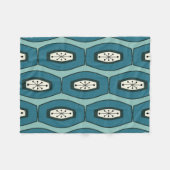 ミッドセンチュリーファンキーチェーンターコイズ フリースブランケット (正面(横))