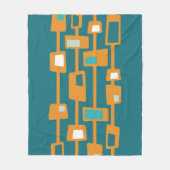 ミッドセンチュリーファンキーブロックオレンジ フリースブランケット (正面)