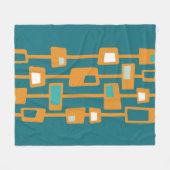 ミッドセンチュリーファンキーブロックオレンジ フリースブランケット (正面(横))