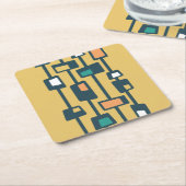 ミッドセンチュリーファンキーブロック黄 スクエアペーパーコースター (アングル)