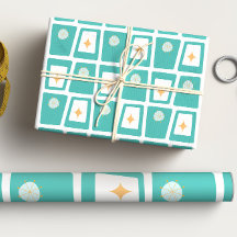 ミッドセンチュリーファンキーブロック2アクア、ティール（緑がかった色）、オレンジ