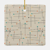 ミッドセンチュリーファンキーラインパターンレトロクリスマス セラミックオーナメント (裏面)