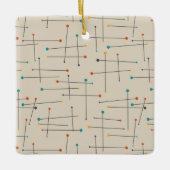 ミッドセンチュリーファンキーラインパターンレトロクリスマス セラミックオーナメント (正面)