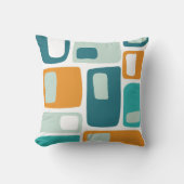 ミッドセンチュリーファンキー幾何形状ティール(緑がかった色)アクア クッション (正面)