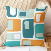 ミッドセンチュリーファンキー幾何形状ティール(緑がかった色)アクア クッション