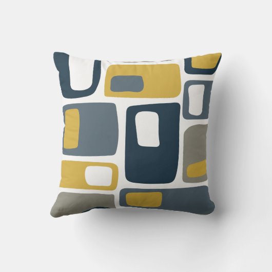 ミッドセンチュリーファンキー幾何形状ネイビーマスタード クッション (裏面)