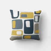 ミッドセンチュリーファンキー幾何形状ネイビーマスタード クッション (正面)