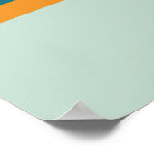 ミッドセンチュリーファンキー抽象芸術アクア、オレンジ、ティール(緑がかった色) ポスター (角)