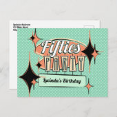 ミッドセンチュリーフィティーズパーティの招待状はがき ポストカード (正面/裏面)