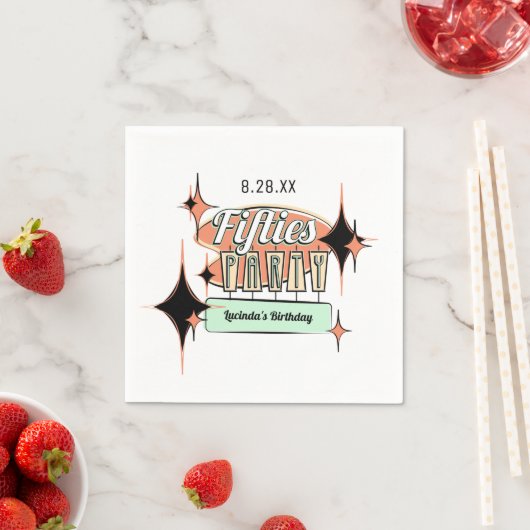 ミッドセンチュリーフィティーズパーティー紙ナプキンス スタンダードカクテルナプキン (インサイチュ)