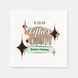 ミッドセンチュリーフィティーズパーティー紙ナプキンス スタンダードカクテルナプキン