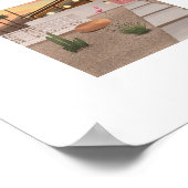 ミッドセンチュリーフラミンゴモダンプリント ポスター (角)