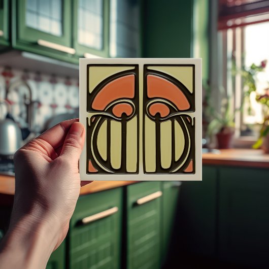 ミッドセンチュリーフローラシンメトリアーツ工芸品運動 タイル