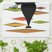 ミッドセンチュリーブラックキャットデザイン キッチンタオル (折り畳み)