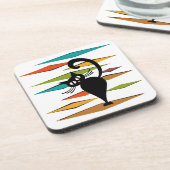 ミッドセンチュリーブラックキャットデザイン コースター (左側)