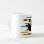 ミッドセンチュリーブラックキャットデザイン コーヒーマグカップ (正面左)