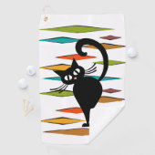 ミッドセンチュリーブラックキャットデザイン ゴルフタオル (インサイチュ)