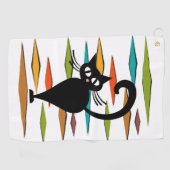ミッドセンチュリーブラックキャットデザイン ゴルフタオル (横)