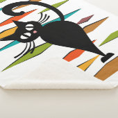 ミッドセンチュリーブラックキャットデザイン シェルパブランケット (3/4)