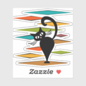 ミッドセンチュリーブラックキャットデザイン シール (シート)