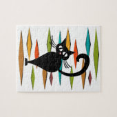 ミッドセンチュリーブラックキャットデザイン ジグソーパズル (横)