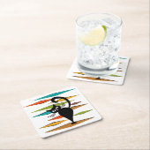 ミッドセンチュリーブラックキャットデザイン スクエアペーパーコースター (インサイチュ)