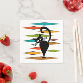 ミッドセンチュリーブラックキャットデザイン スタンダードカクテルナプキン (インサイチュ)