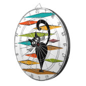 ミッドセンチュリーブラックキャットデザイン ダーツボード (正面右)