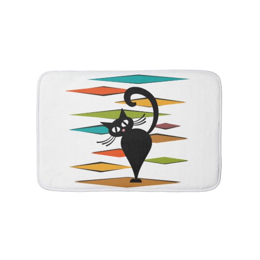 ミッドセンチュリーブラックキャットデザイン バスマット (正面)