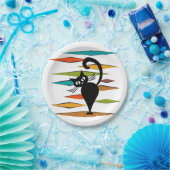 ミッドセンチュリーブラックキャットデザイン ペーパープレート (パーティー)